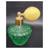 Vtg Mid Century Hobnail Perfume Atomizer Green