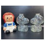Vintage Coin Banks , 2 Glass Snoopy & Plastic