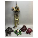 Turtle Figurines: Art Glass , Cast Iron , Red