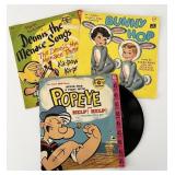 3 Vintage 1960s Childrens 45 Records Popeye
