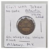 D.L. WING & CO. ALBANY NY CIVIL WAR TOKEN