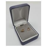 14k Gold & Diamond Earrings Small Hearts one back
