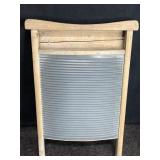 VINTAGE WASHBOARD W/ ROUNDED METAL BOARD
