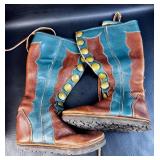 VTG Birk Moccasin Boots Lace up Button Side