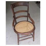 Antique Eastlake Cane Seat Chair w/ Burl Inlay
