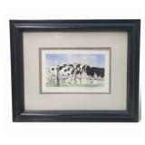 Small Limited Edition Print Of Watercolor Cows