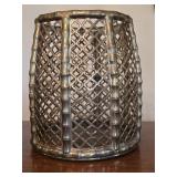 Brass Lattice & Bamboo Waste Basket