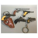 Vintage Miniature Pistol Keychains , 1 is Knife
