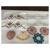 MACRAMï¿½ AND NEEDLE WORK PILLOWCASES, DOLLIES,