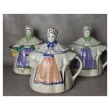 3 Vtg Shawnee Pottery Granny Ann Figural Teapots