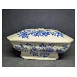 Vintage Blue Floral Electric Porcelain Divided