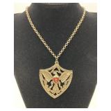 VINTAGE GOLD TONED NECKLACE W/ HERALDIC RAMPANT