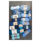 Large Lot of Yarn, Cakes & Skeins, Shades of Blue