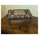 Antique Needlepoint Stool / Ottoman