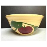 #6 Watt Pottery Mixing Bowl Apple 2 Leaves, a