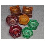 Vintage Amber Cut Glass Square Glass Salts, Salt