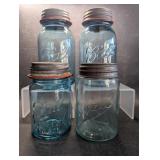 Vintage Blue Glass Ball Canning  Jars
