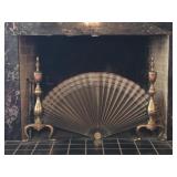 Antique Fireplace Ensemble - Screen, Andirons +