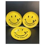 3 Vintage Plastic Happy Face Plates, I Ate the