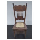 Antique Press Back Chair, Floral Design