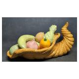 Large Centerpiece Cornucopia with Ceramic Fruits