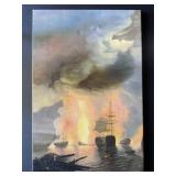 24" X 36" Naval Battle Painting on Canvas