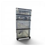 4 Drawer Plastic Storage W/ Power Strips &