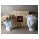 Vintage Neiman Marcus Box With Straw Hats Beaded