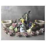 Porcelain Bird and Flower Figurine Collection