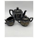 VINTAGE JAPANESE MORIAGE STYLE TEA POT, CREAMER &