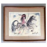 VTG Framed/ Signed ï¿½Merry Little Indianï¿½ ETTORE