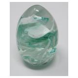 Art Glass Egg Paperweight Signed