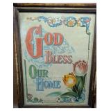 Antique/Vintage Framed GOD BLESS OUR HOUSE