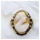 10K YELLOW GOLD HAND CARVED CAMEO RING SZ 8.5