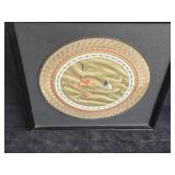 Silk Chinese Embroidered Medallion in Frame