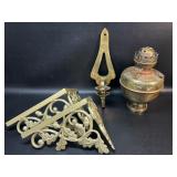 Solid Brass Candle Sconce , Duplex Oil Lamp and 2