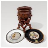 2 Chokin w/  carved Wood Decor