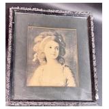 Antique Style Picture in Frame. Frame Shows Wear