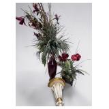 2 Faux Floral Arrangements w/ Wall Sconce/ Shelf