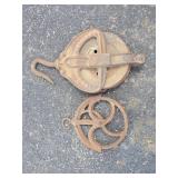 Antique Well Pulley & Cast Iron Block