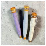 3 Vintage Wood Bobbins w/ Thread