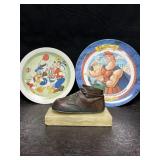 BRONZED BABY SHOE ON MARBLE SLAB W/ 2 DISNEY