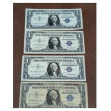 3 - 1 Dollar Blue Seal Silver Certificates 1957