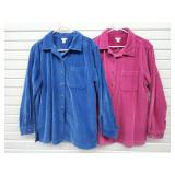 Vtg Ladies Corduroy Shirts Sz L Blue & Pink
