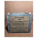 Vintage Sanida Milk Crate, Wood/Galvanized