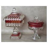 Ruby Red / Cranberry Flashed Glass Pedestal