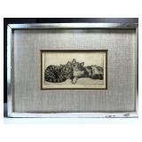 Meta Pluckebaum Original Drypoint Etching Cats