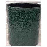 GREEN FAUX LEATHER SKIN PRINT TRASH CAN