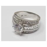 Sterling Silver Ring W Clear Stones