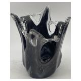 MURANO ART GLASS VASE W/ SPLASH TOP DESIGN ONE